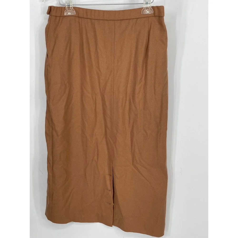 Pendleton Womens Skirt 14 Midi Camel Tan 100% Virgin Wool Vintage USA Modest